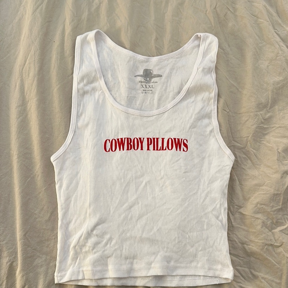 "Cowboy Pillows" White Tank Top